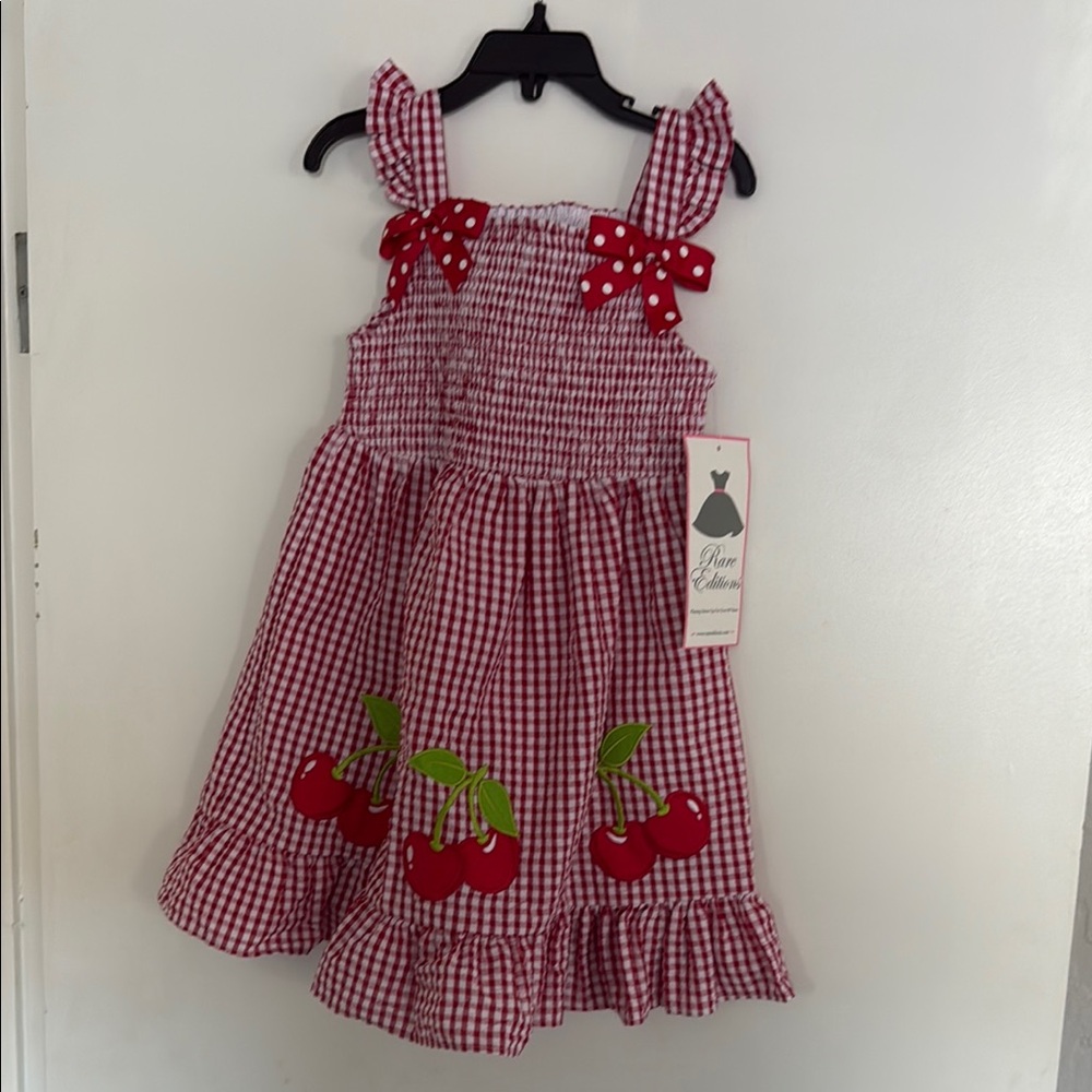Rare Editions red and white gingham cherry dress